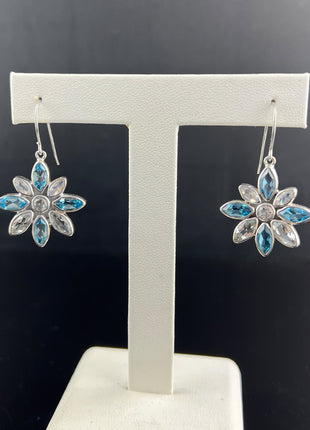 Topaz & Moonstone Flower Earrings