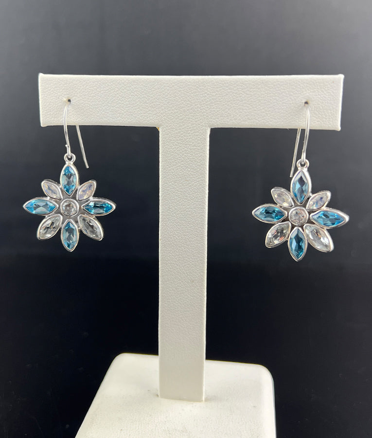Topaz & Moonstone Flower Earrings