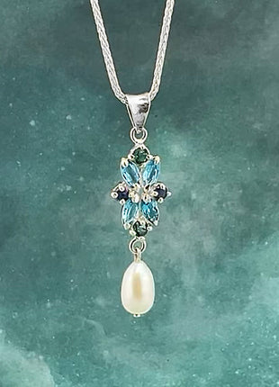 Topaz and Iolite Pearl Pendant