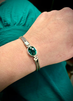 Green Quartz Oval Double Bracelet