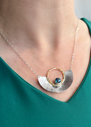 Half Moon Blue Topaz Necklace