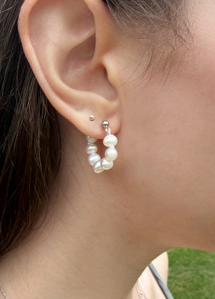 7-Pearl Hoop Earrings