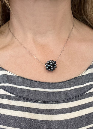 Black Pearl Cluster Necklace