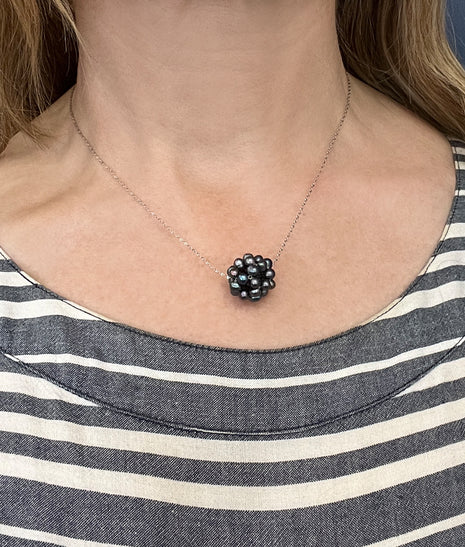 Black Pearl Cluster Necklace