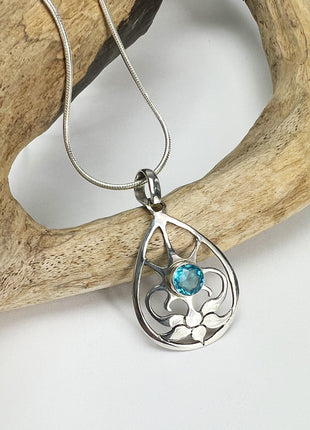 Blue Topaz Lotus Pendant