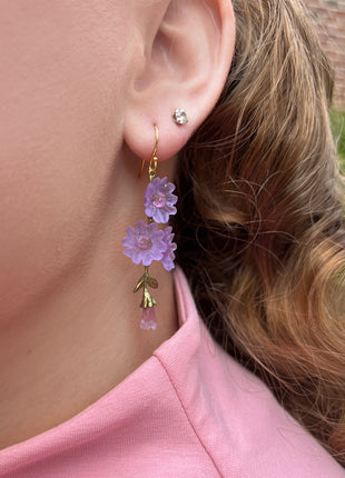 Triple Phlox Wire Drop Earrings