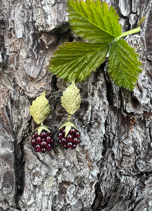 Raspberry Leaf Post Earrings