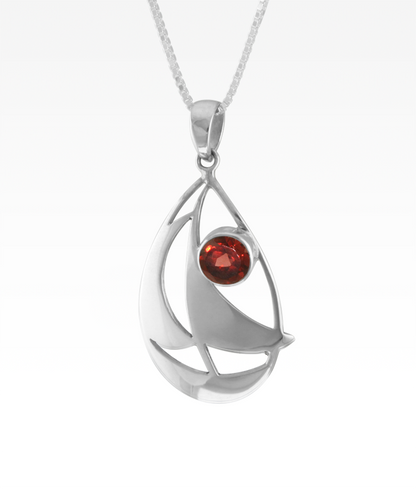 Garnet Sailboat Necklace