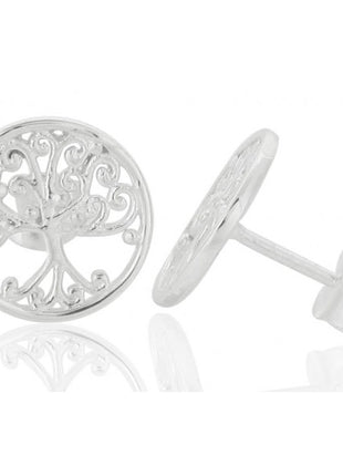 Round Oak Tree Stud Earrings