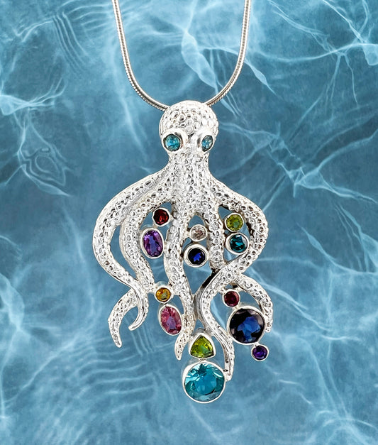 Multi Gem Octopus Necklace