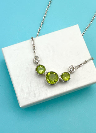 Peridot Tri Stone Necklace