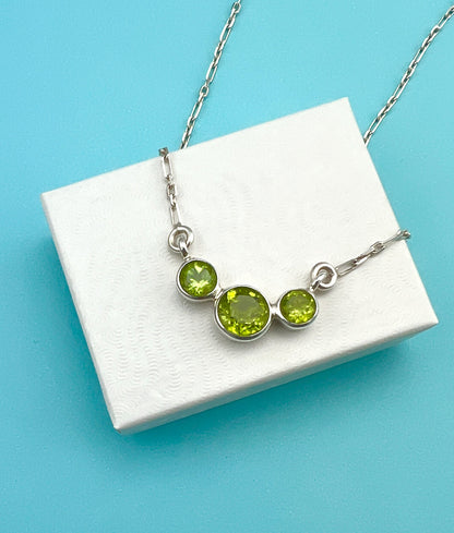 Peridot Tri Stone Necklace