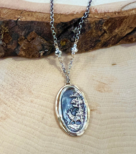 Two Toned Stag Necklace