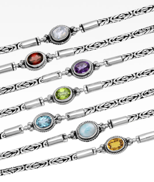 Gemstone Oval Byzantine Bracelet