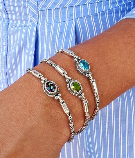 Peridot Oval Byzantine Bracelet