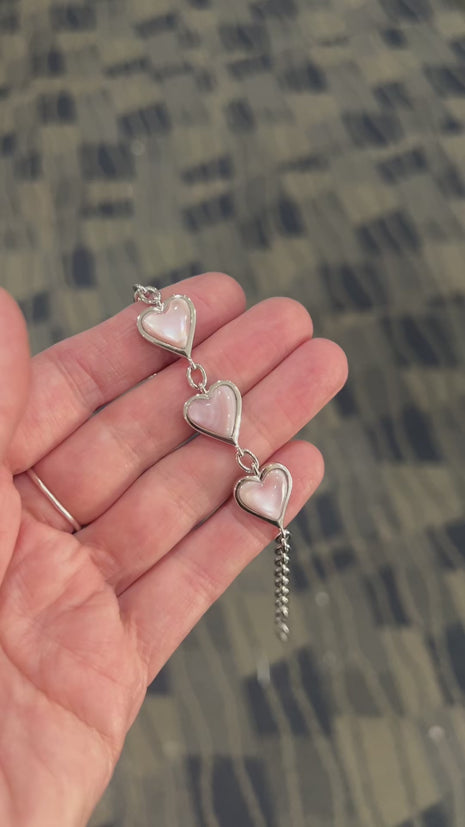 Pink Mother of Pearl Heart Bracelet